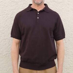 NEW KNICKERBOCKER madison short sleeve polo in dark brown
